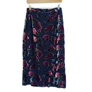 New York & Company Floral Velvet Maxi Skirt
